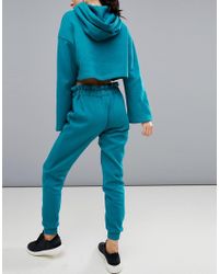 South Beach Green Paperbag Sweatpants In Teal Blue