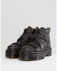 Dr. Martens Leather Beaumann Cross Strap Chunky Flatform Boots in Black -  Lyst