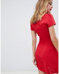 red button through dress