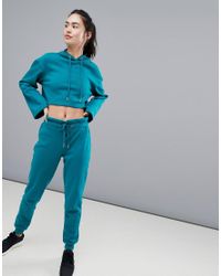 South Beach Green Paperbag Sweatpants In Teal Blue