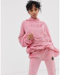 Criminal Damage Pink Extreme Oversized Hoodie With Reflective Logo Two-piece