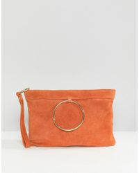 orange clutch bag asos