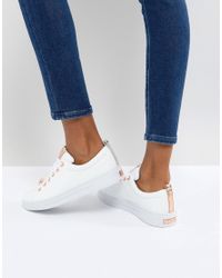 Ted Baker Kellei White Leather Trainers - Lyst