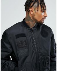 adidas Originals Synthetic Logo Padded Patch Bomber Jacket in Black for Men  - Lyst