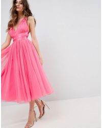 asos petite premium tulle mini prom dress with ribbon ties
