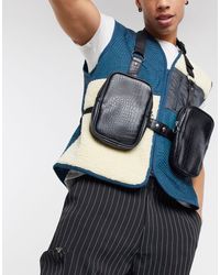 Bolso con arnés para el pecho y efecto piel ASOS de Cuero de color Negro  para hombre | Lyst