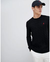 Maglione lavorato a treccePolo Ralph Lauren in Cotone da Uomo colore Nero |  Lyst