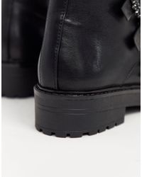 Botines negros con hebilla con pedrería Stradivarius de color Negro | Lyst