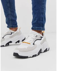 Heren Kroon Dikke Zool Sneakers Schoenen Wit-Zwart