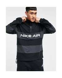 Air - Felpa nera a righe con zip corta da Uomo di Nike in Nero | Lyst