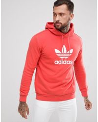 adidas Originals Cotton Trefoil Oversized Hoodie in Red for Men - Lyst