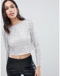 white sequin long sleeve top