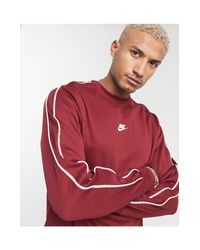 Nike Repeat Pack Polyknit Logo Taping Crew Neck Sweat in Red for Men | Lyst  UK