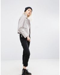 Blouson motard en daim ASOS en coloris Gray