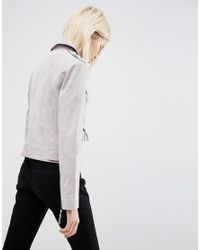 Blouson motard en daim ASOS en coloris Gray
