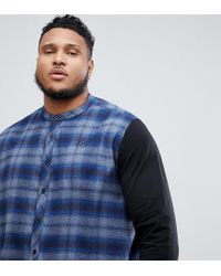 SIKSILK Silk Grandad Collar Check Shirt 