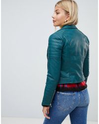 turquoise faux leather jacket