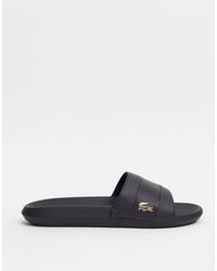 Sandalias negras con diseño Lacoste de Cuero de color Negro para hombre |  Lyst