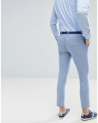 River Island Wedding Linen Suit Trousers In Light Blue for Men - Lyst