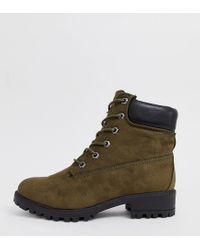 new look lace up flat hiker boot