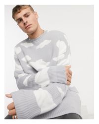 Maglione lavorato oversize grigio chiaro con nuvole da Uomo di ASOS in  Grigio | Lyst