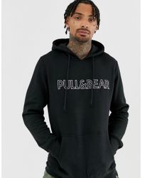 Sudadera con capucha y logo en negro de Pull\u0026Bear de Denim de color Negro  para hombre | Lyst