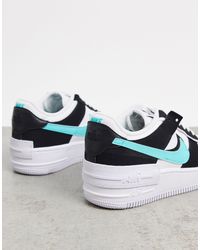 Zapatillas en color blanco, negro y turquesa Air Force 1 Shadow Nike de  Caucho de color Negro | Lyst