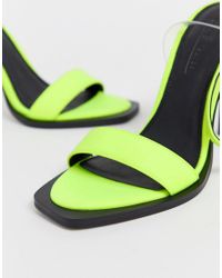 ASOS Leather Harris Barely There Heeled Sandals In Neon Green - Lyst