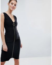 robe droite avec fermeture éclair devant