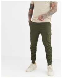 Pantalones cargo con detalle fruncido en caqui Join Life Pull\u0026Bear de Denim  de color Verde para hombre | Lyst