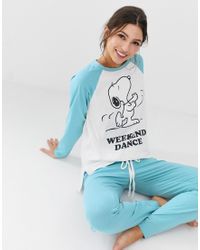 Snoopy Weekend Dance Pyjama Long Bleu Coton Women Secret En Coloris Vert Lyst