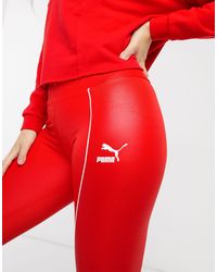 Leggings lucidi rossiPUMA in Denim di colore Rosso | Lyst