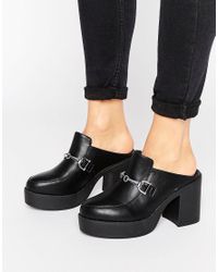 black chunky mules
