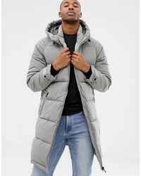 Bershka Denim Puffer Jacket in Gray for Men - Lyst