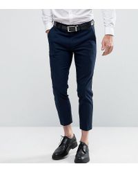 mens blue cropped trousers