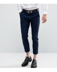 navy skinny cropped trousers