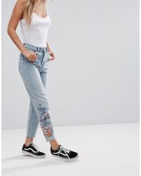 sunflower embroidered jeans