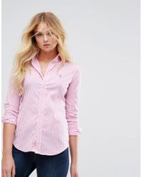 ralph lauren pink striped shirt ladies