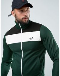 Fred Perry Synthetic Sports Authentic Colour Block Track Jacket In Green  for Men - Lyst