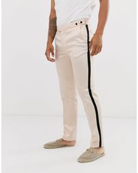 Pantaloni da smoking skinny da cerimonia neri con riga laterale  champagneASOS in Cotone da Uomo colore Neutro | Lyst