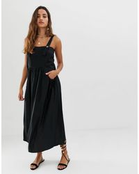 midi dungaree dress