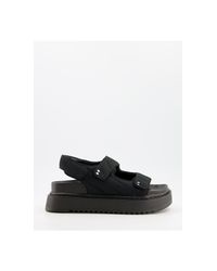 Bershka Doorgestikte Sportieve Sandalen in het Zwart | Lyst NL