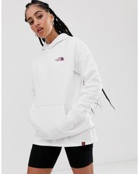 Felpa con cappuccio squadrata rossa con maniche raglan bianco/viola di The North Face in White