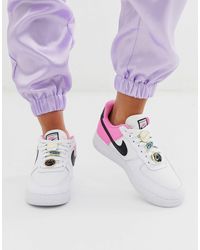 Zapatillas en blanco, rosa y negro con placas Nike de Cuero de color Blanco  | Lyst
