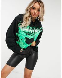 Jaded London Oversized Hoodie With Neon Butterfly Print Co-ord in 