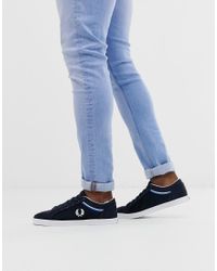 Fred Perry Baseline Canvas Trainers In Navy in Blue for Men - Lyst