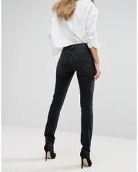 Lee Jeans Denim Elly Slim Straight Mid Rise Jeans in Black - Lyst