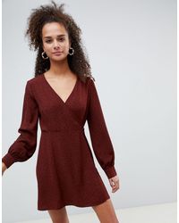 Vestito da giorno a poisBershka in Denim di colore Marrone | Lyst
