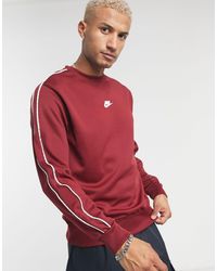 Nike Repeat Pack Polyknit Logo Taping Crew Neck Sweat in Red 