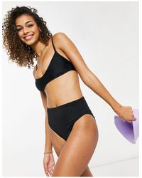 New Look – e bikinihose mit hohem beinausschnitt und hohem bund in Schwarz  - Lyst